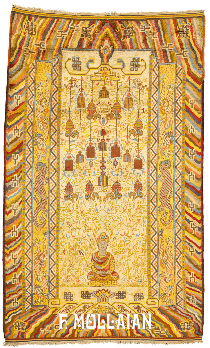 Antique Silk Rug Samarkand Beige Field n°:425590